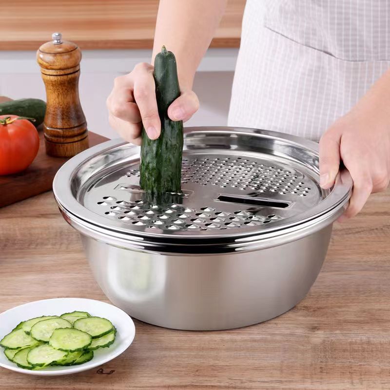 Bacia 4 Em 1 Ralador Fatiador Inox Tigela Bolw Legumes Queijo Saladeira em Oferta na Shopee