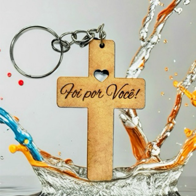 KIT Chaveiro Cruz  Foi por Você MDF já vão todos montados, igrejas, lembrancinhas