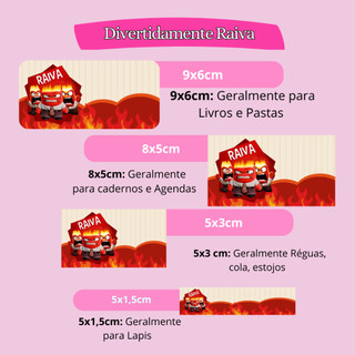 ETIQUETA ADESIVOS ESCOLAR DIVERTIDAMENTE RAIVA PERSONALIZAMOS VARIOS TEMAS