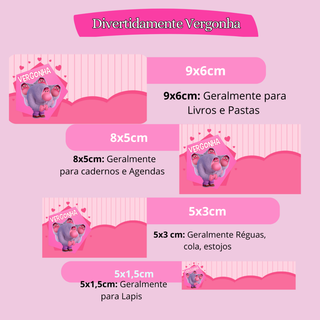 ETIQUETA ADESIVO ESCOLAR DIVERTIDAMENTE VERGONHA PERSONALIZAMOS VARIOS TEMAS