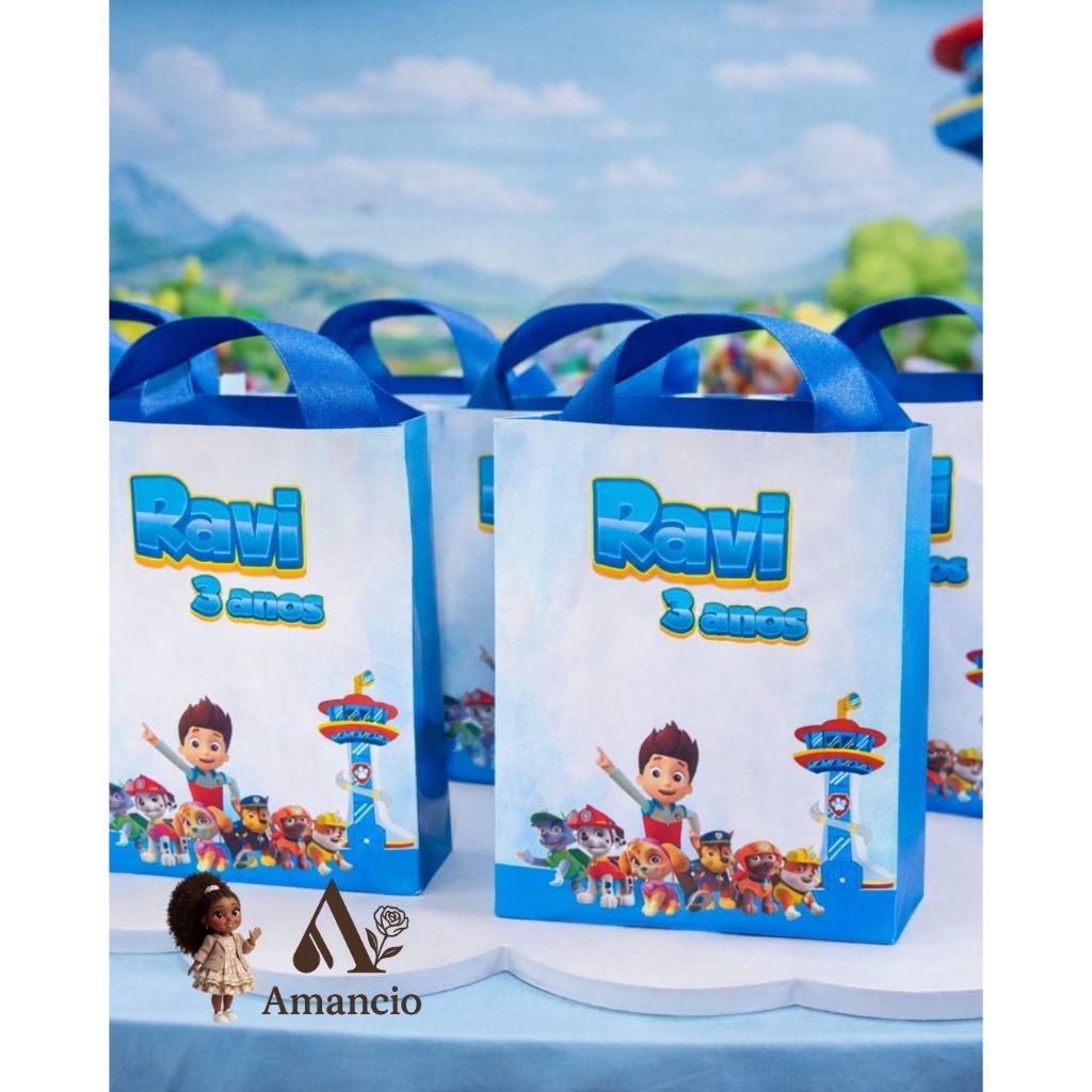 SACOLINHA Patrulha Canina Personalizado (P) | Sacolinha P | Lembrancinha | Mimos | Aniversário Patrulha Canina | Menino