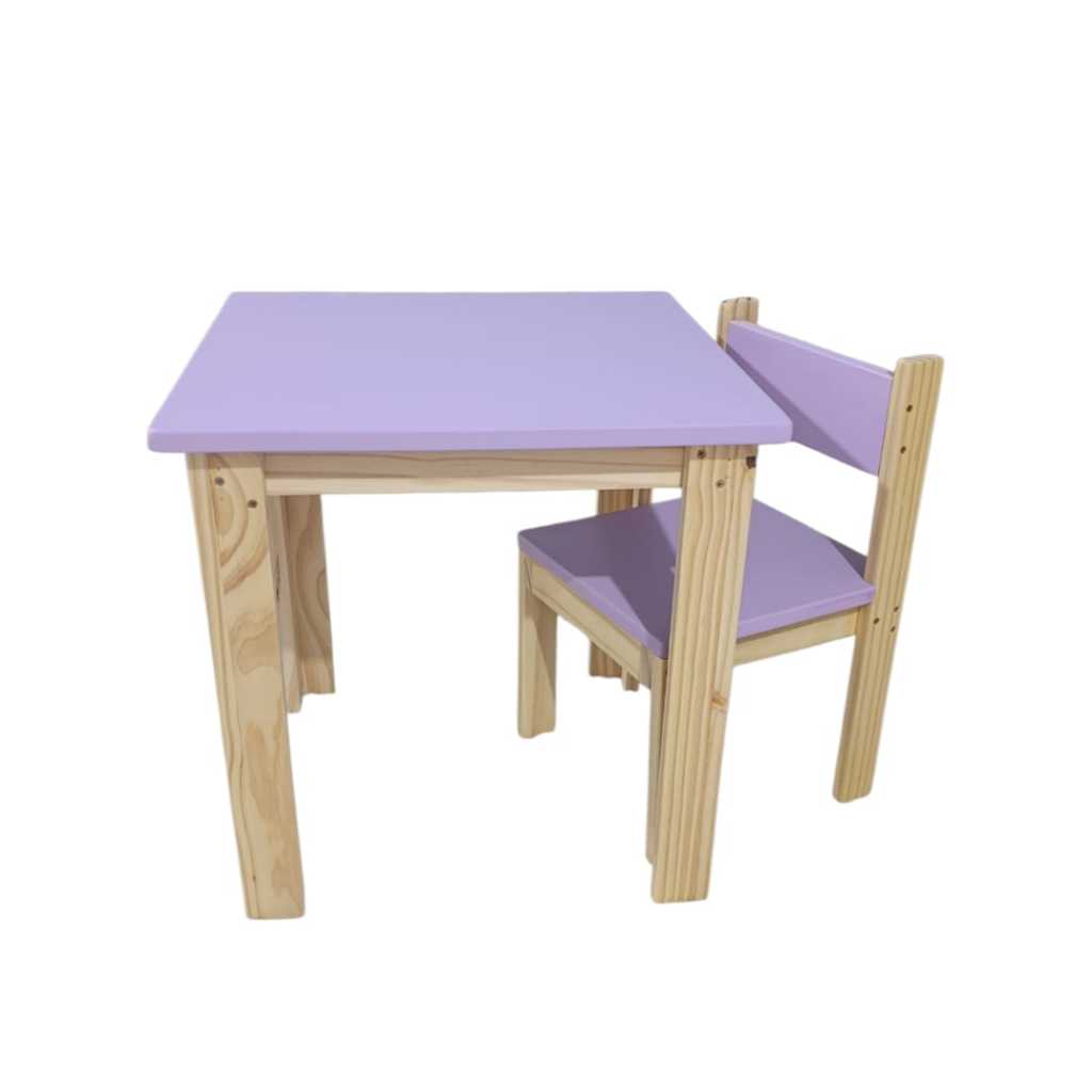 Mesa com cadeirinha infantil- resistente- em madeira AD KIDS- cor LILÁS