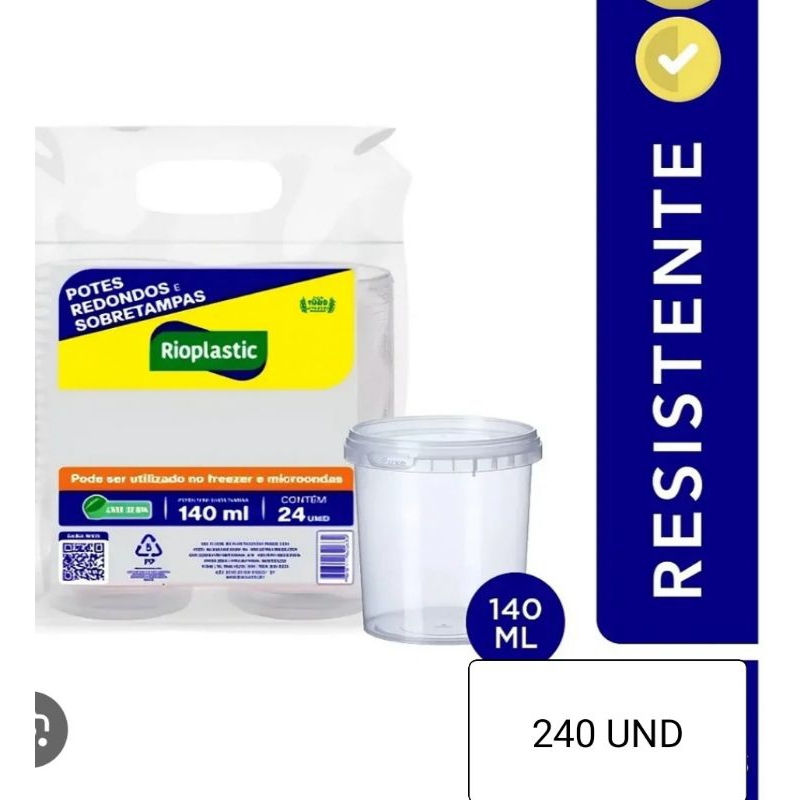 Pote 140 ml Redondo Com Tampa Caixa Fechada 240 unidades em Oferta na Shopee