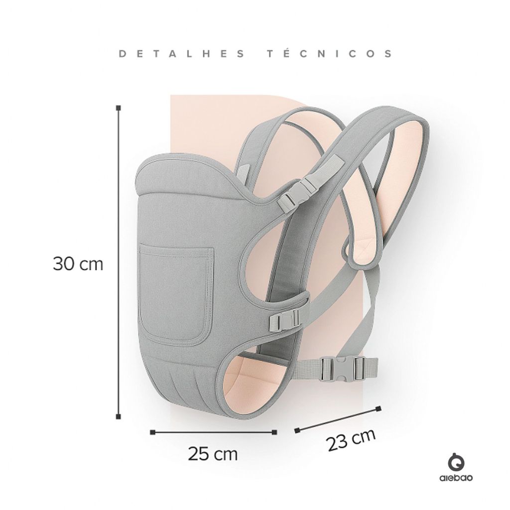 Carregador Canguru Bebê 4 Posições Bolso 0 a 36 Meses Até 15kg Costura Dupla Acolchoado Aiebao · foto 2