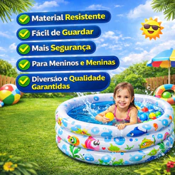 Piscina Infantil Inflável Redonda Criança 100L ou 180L | Água e Bolinhas