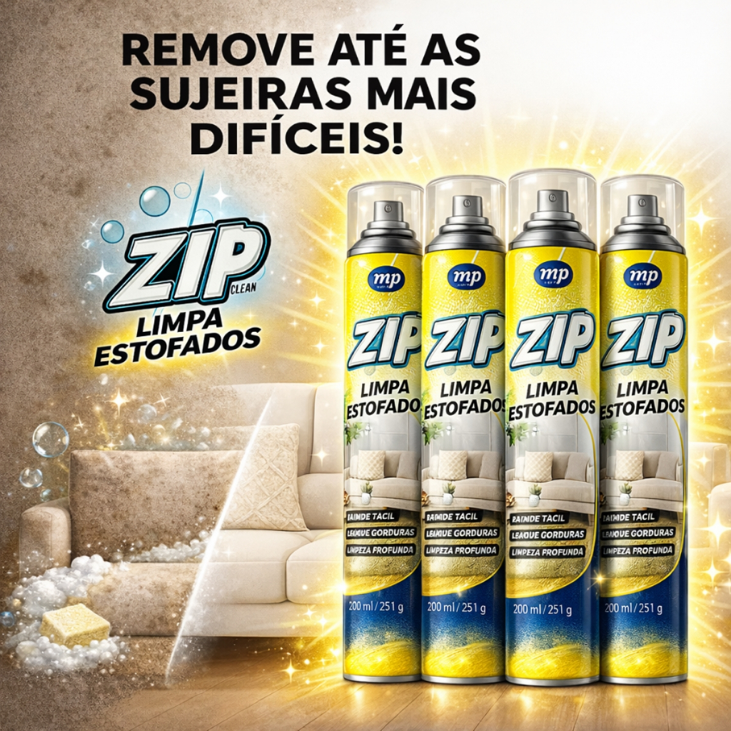 Kit 4 Limpa Estofados Higienizador a Seco Zip – Remove Sujeiras Sem Esforço