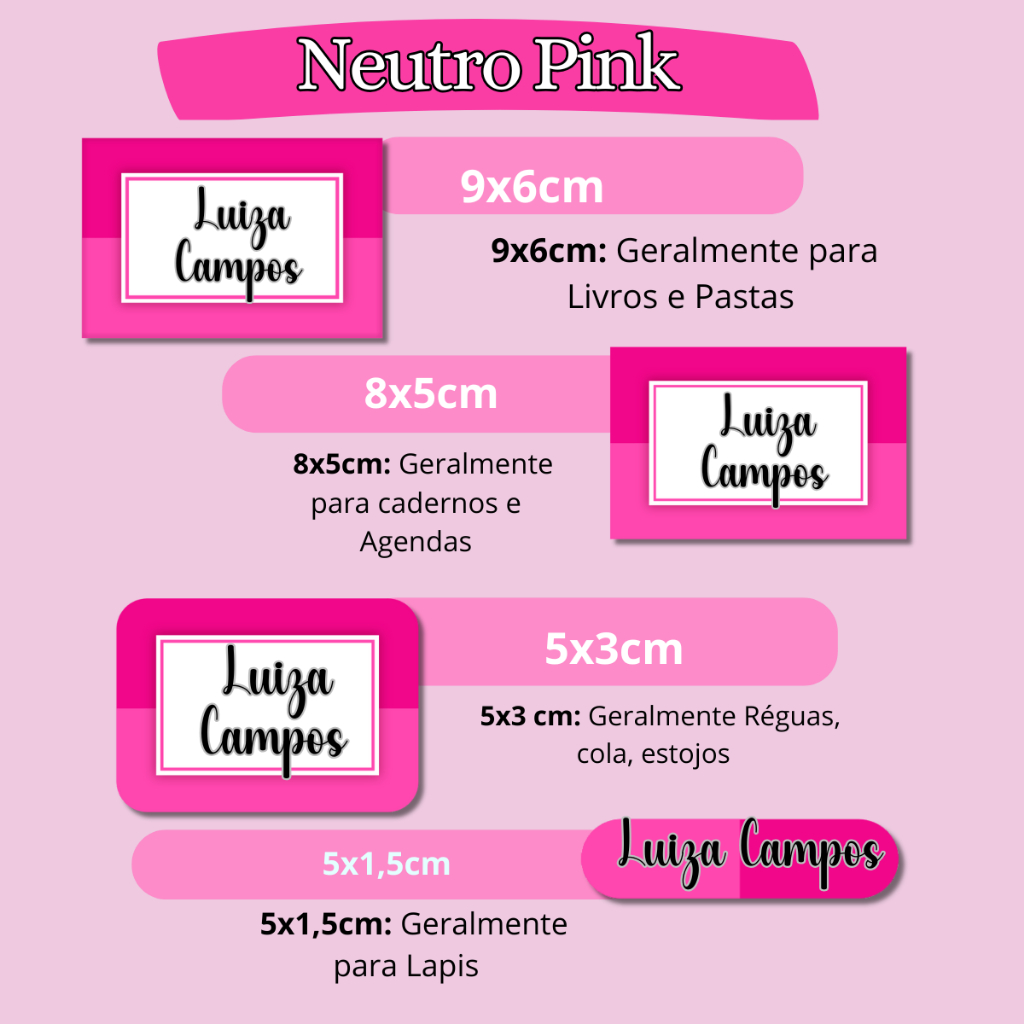ETIQUETA ADESIVO ESCOLAR NEUTRO PINK PERSONALIZAMOS VARIOS TEMAS