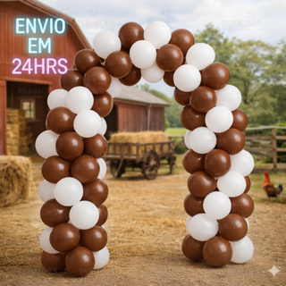 Kit 100 Balões Bexiga látex 6.5 Branco e Marrom Decoração Festa Enfeites Aniversário Eventos em Oferta na Shopee