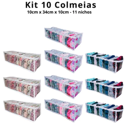 Kit 10 Colmeias Organizadoras P Transparente para Gavetas Organizador Guarda Roupa