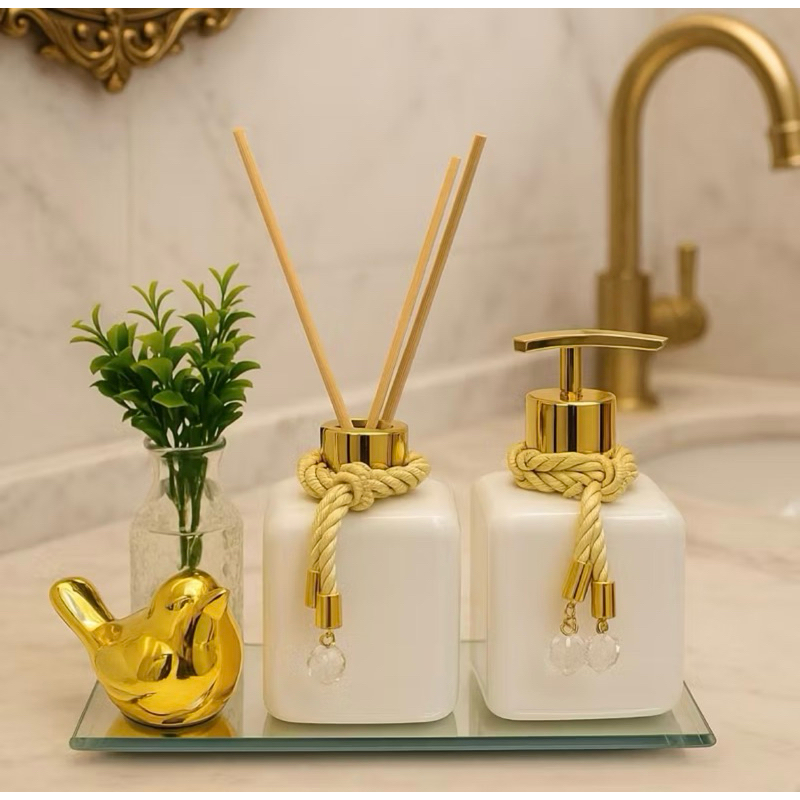 Kit Lavabo Pet Completo Passarinho Vaso Flor Bandeja Luxuoso