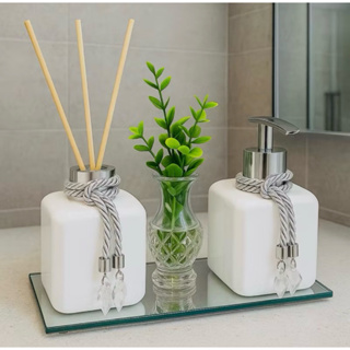 Kit Lavabo Pet Vasinho Válvula Saboneteira e Difusor de Varetas Bandeja em Oferta na Shopee