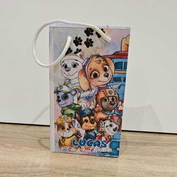 Sacolinha Surpresa Personalizada Lembrancinha Patrulha Canina Aquarela, Lembrancinha infantil PATRULHA  PEGUE E MONTE