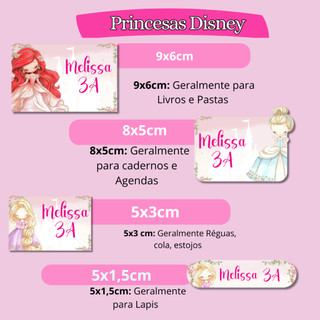 ETIQUETA ADESIVO ESCOLAR PRINCESA DA DISNEY PERSONALIZAMOS  VARIOS TEMAS