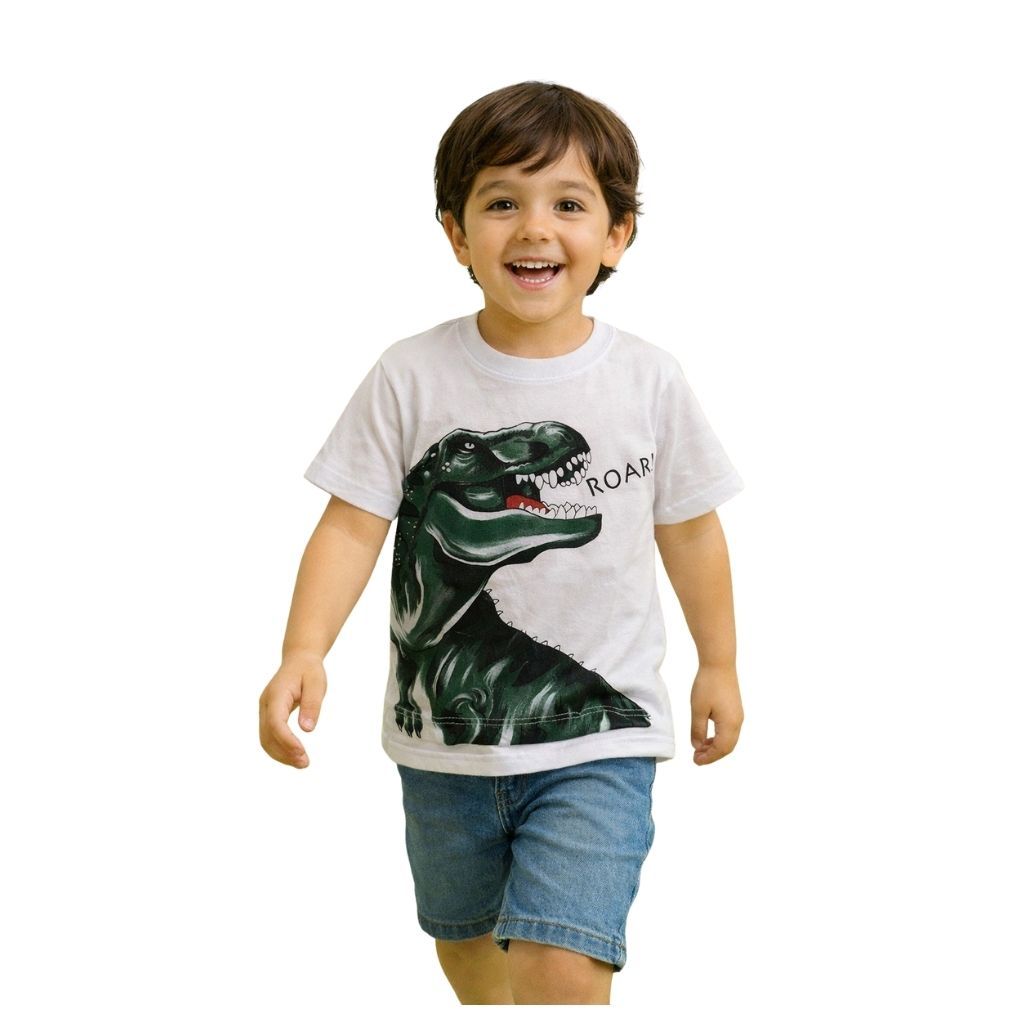 camiseta infantil menino dinossauro 100% algodão confortável vários cores tamanhos 1 a 8 anos