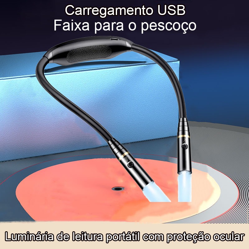 Luz De Leitura Luzes De Pescoço Mãos Livres Lâmpada De Leitura Portátil, USB Recarregável Iluminação De Livros