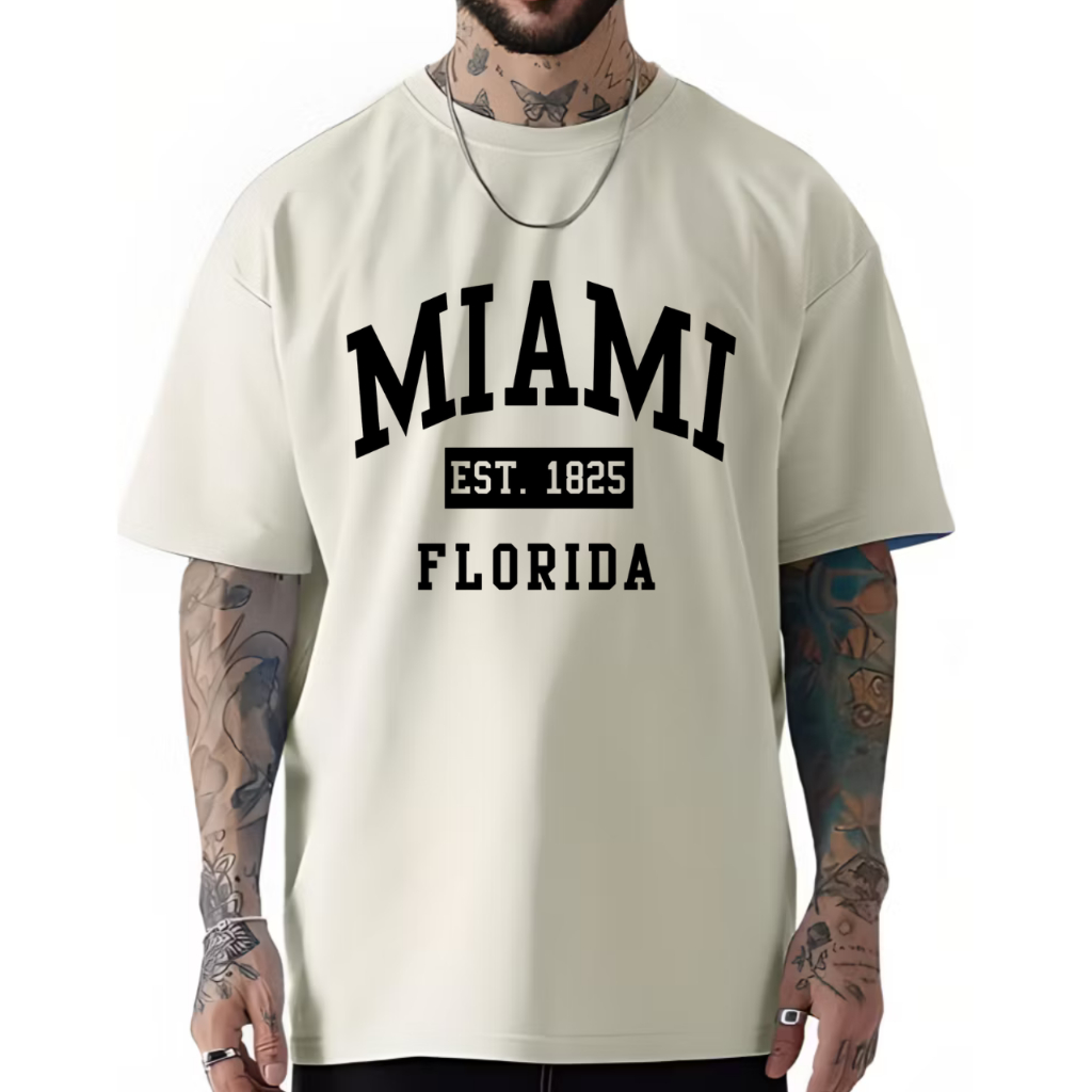 Camiseta Streetwear Oversized Estampado Miami Florida Camisa 100% Algodão Premium P ao GG Tendencia