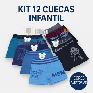 Kit até 12 Cueca Boxer Infantil Menino 2 a 10 Anos Conforto Premium em Oferta na Shopee