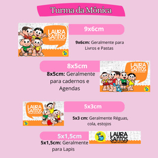 ETIQUETA ADESIVO ESCOLAR TURMA DA MÔNICA PERSONALIZAMOS VARIOS TEMAS