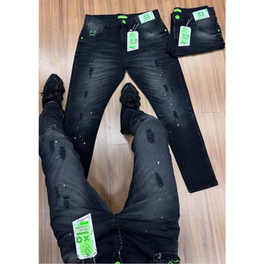 Calça jeans Masculina Estilo jogador X.O Modelo Preta