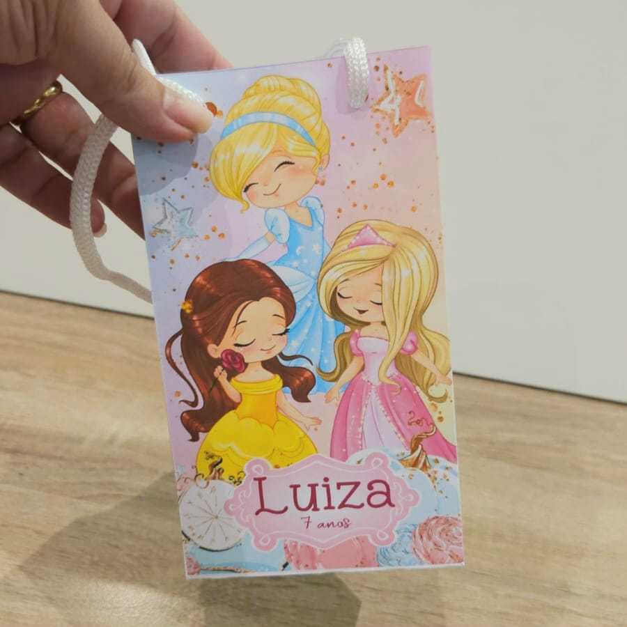 Sacolinha Surpresa Personalizada Lembrancinha Princesas Aquarela, Lembrancinha Infantil PRINCESAS AQUARELA PEGUE E MONTE