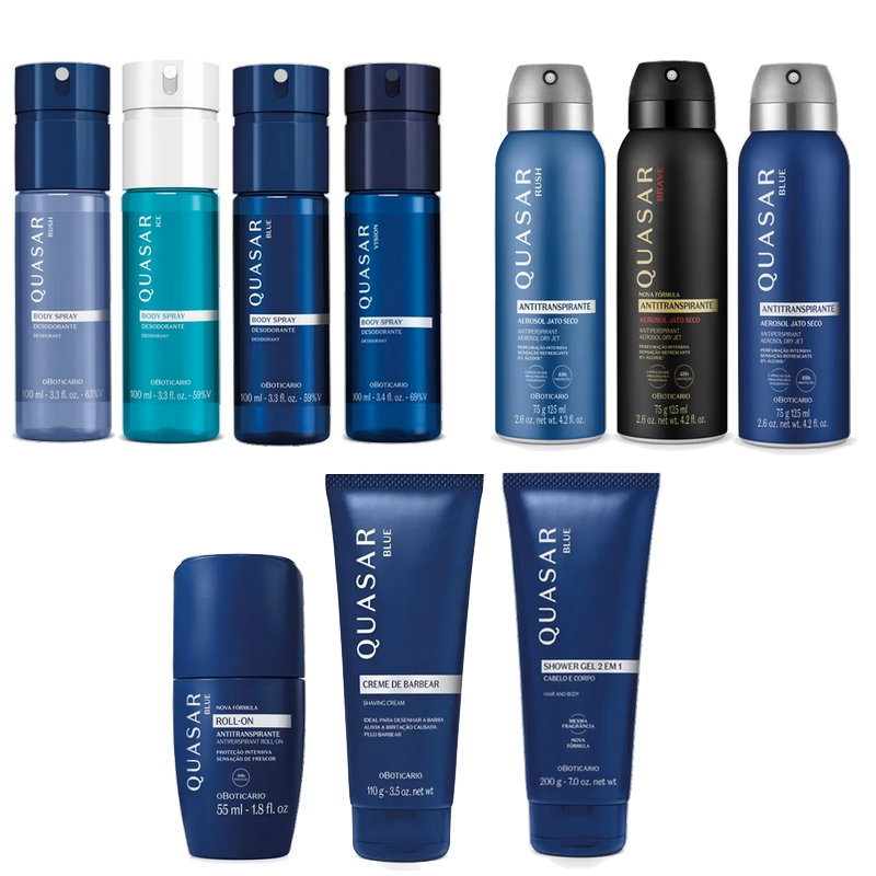 O Boticário Quasar - Hidratante, Aerossol, Creme de Barbear, Gel Pos Barba