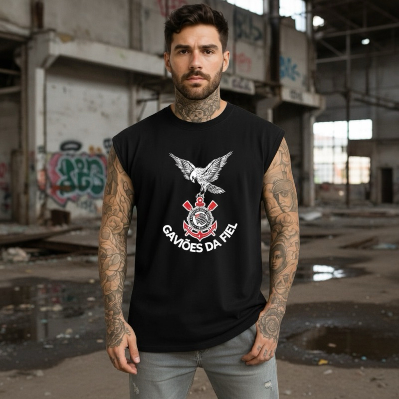 Regata Masculina Futebol paulista Torcida Gaviões Fiel Blusa Camiseta Unissex Treino