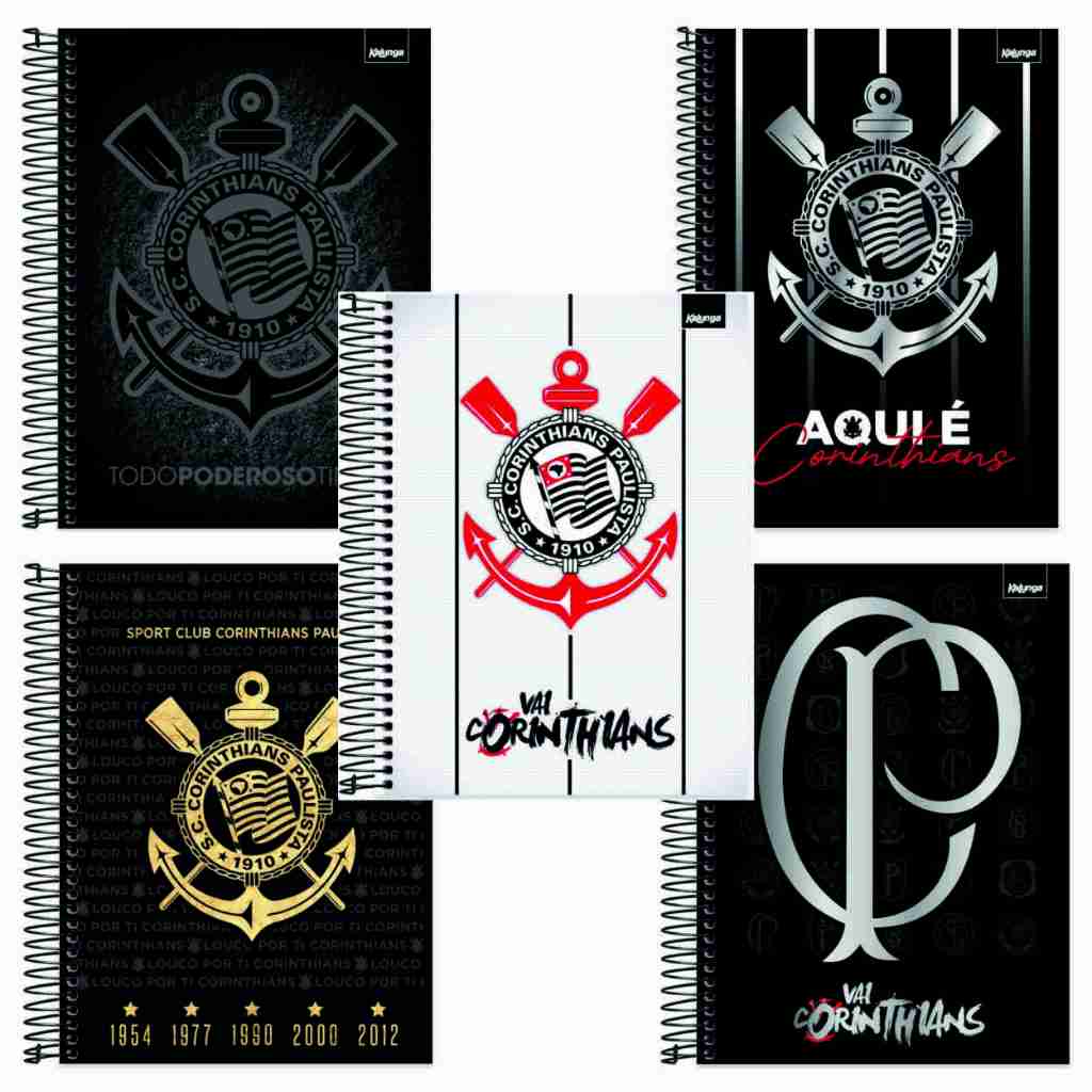 Cadernos Universitário do Corinthians TIMÃO com ADESIVOS 1, 10 e 15 Matérias - Espiral e Capa Dura em Oferta na Shopee