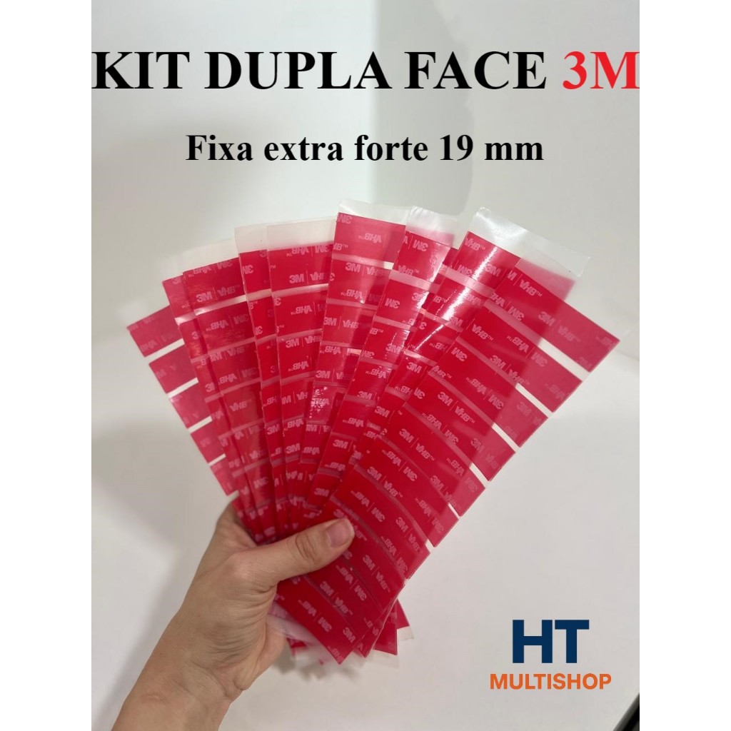 Fita dupla face 3M fracionada em cartela - Fita adesiva transparente 19mm VHB fixa extra forte