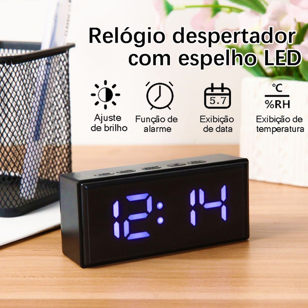 Despertador Digital Multifuncional Com Exibição Da Data, Decoração De Mesa E Lembrete De Temperatura em Oferta na Shopee