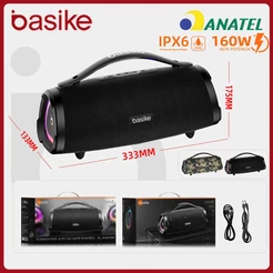 Basike caixa de som bluetooth portátil,boombox bluetooth 160W TWS,Alto-falante Bluetooth Subwoofer,rad289