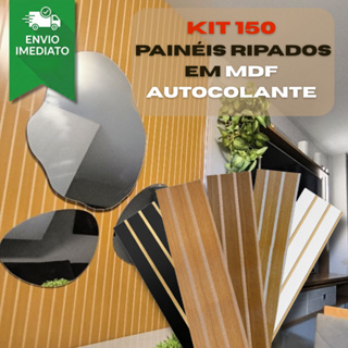 Kit 150 Revestimento Ripado Placa Painel Autocolante em MDF Premium para Decoração - ENVIO FULL em Oferta na Shopee