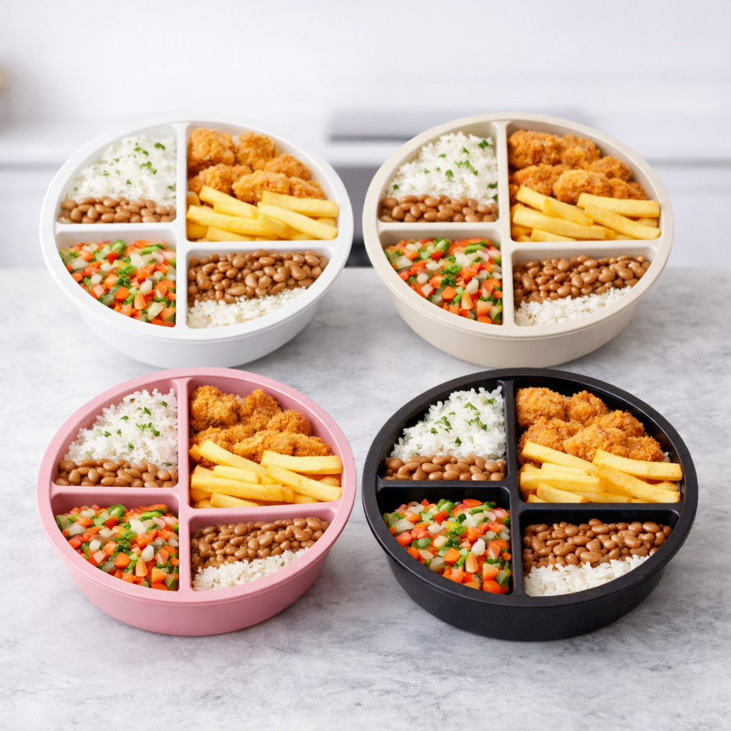 Kit Marmitas Fitness Premium – 4 Divisórias p/ Dieta e Organização (BPA Free)