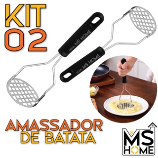 Amassador de Batatas Legumes Feijão -Aço Inox -Espremedor Manual -Cozinha Multiuso -C/Cabo Plastico em Oferta na Shopee
