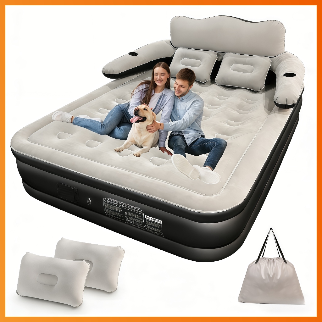 Colchão Inflável Queen com Bomba Elétrica Embutida colchão casal Cama de campis mo Colchão doméstico 203x152x46