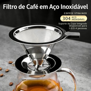 Filtro Coador De Café Inox 103 Dispensa Papel Reutilizável Com Pegador em Silicone Presen…