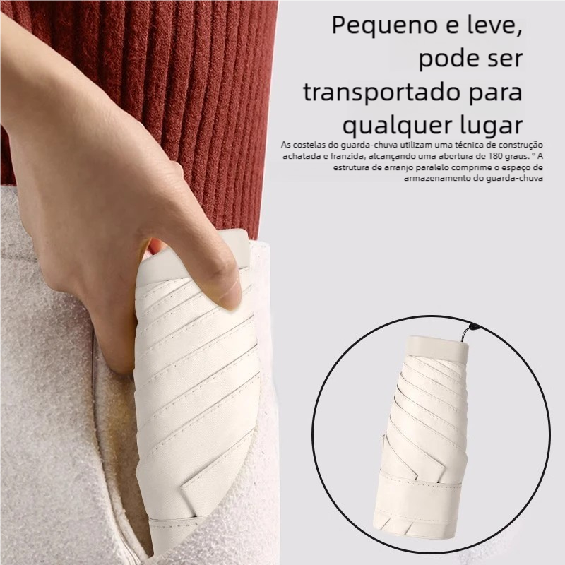 Mini Guarda Chuva Dobrável Praia UPF50+ 6-Bone Cápsula MDL01 em Oferta na Shopee