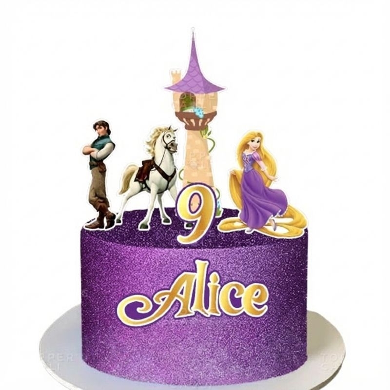 Topo Topper de Bolo Rapunzel Enrolados Personalizado Nome Idade  Mod1 em Oferta na Shopee