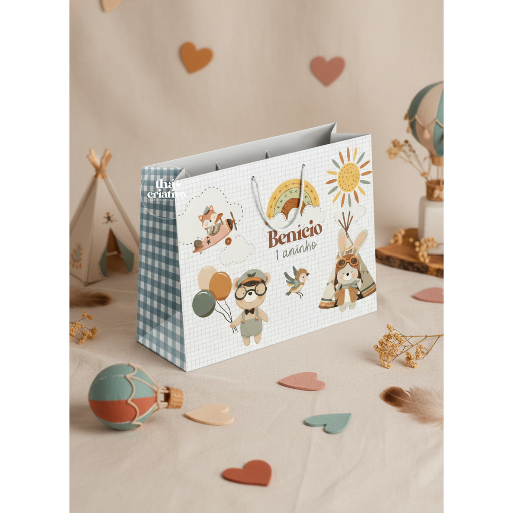 Sacolinha Primeira Volta ao Sol Personalizado | Sacolinha | Lembrancinha | Mimos | Aniversário Primeiro Aninho