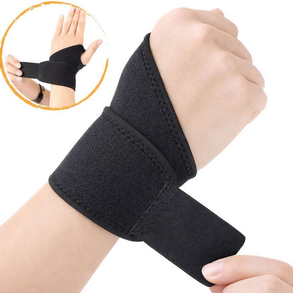 Munhequeira de Compressão Ajustável Neoprene Ortopédica Suporte para Pulso Alivio da Dor Treino