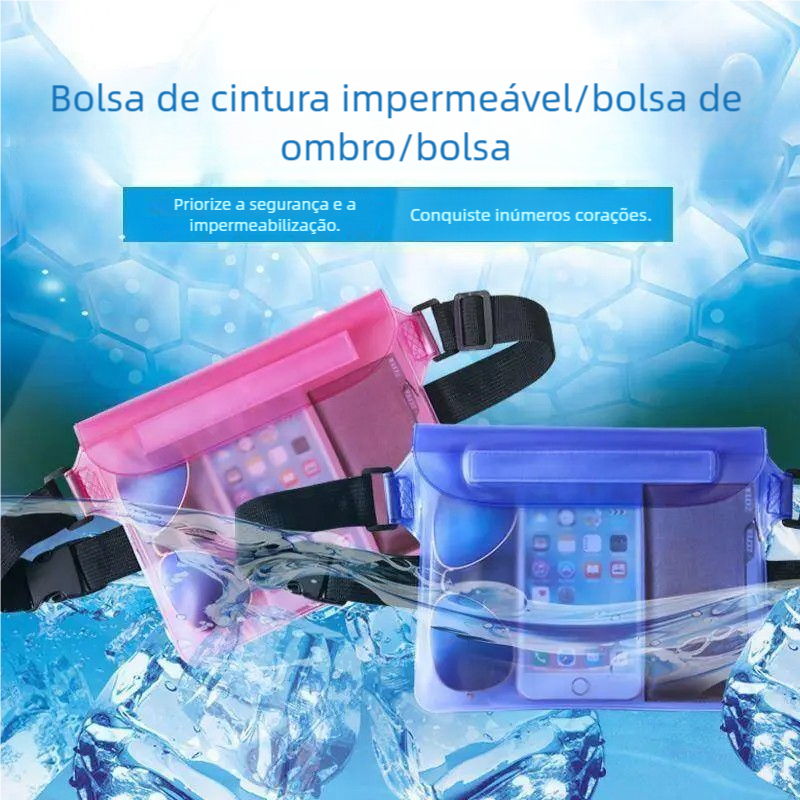 Pochete Universal para Natação/Celular - PVC Impermeável, Bolsa de Cintura Ajustável em Oferta na Shopee