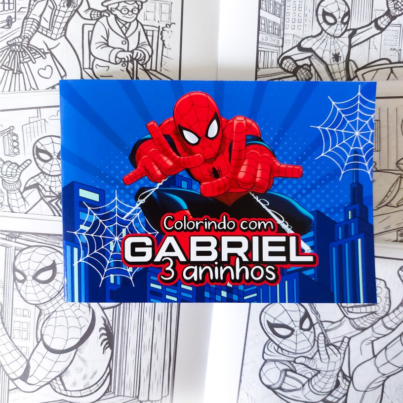 Kit 15 a 50 Mini Revista de Colorir Homem-Aranha - Lembrancinha Personalizada Festa Infantil Aniversário