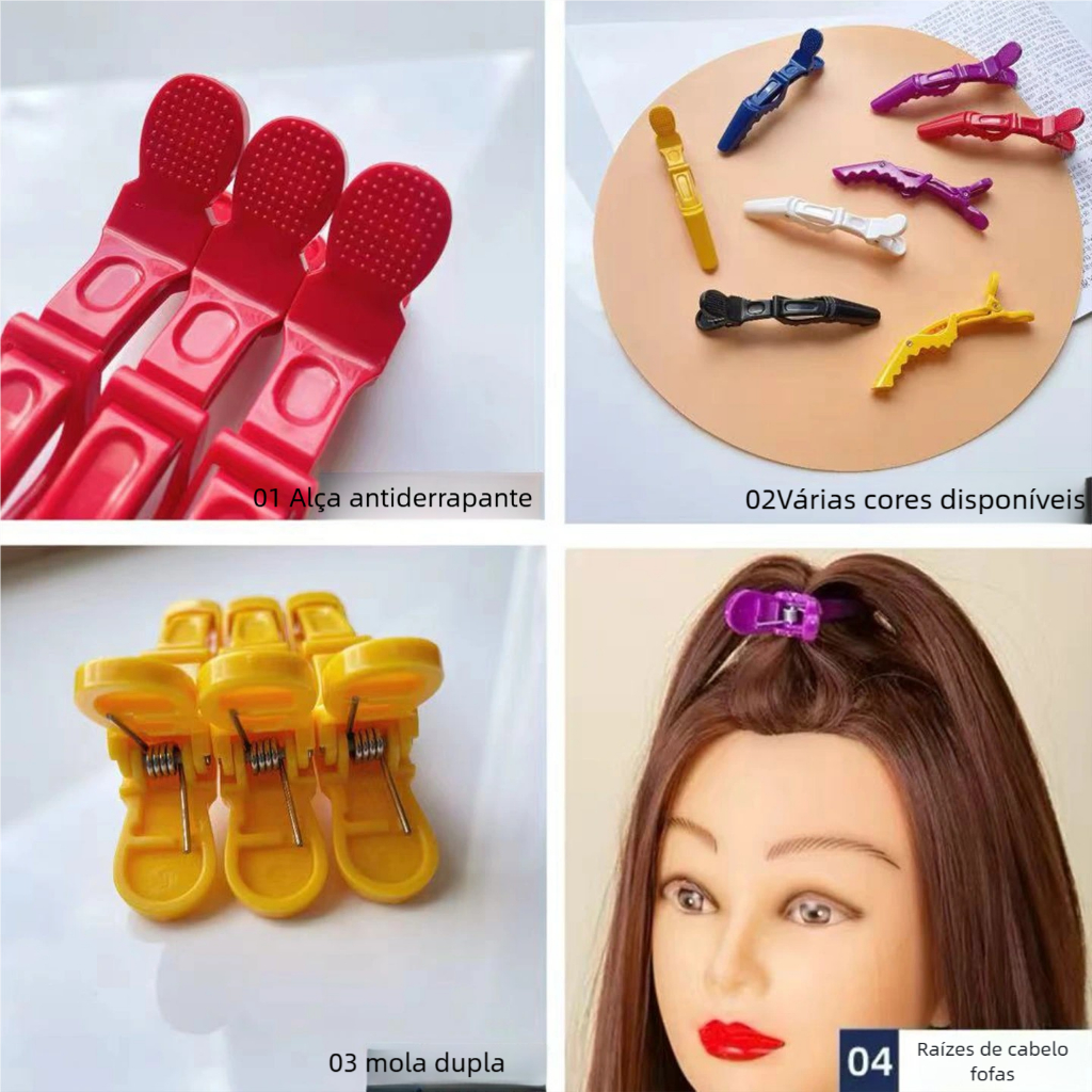 Presilha Jacaré Crocodilo Profissional | Kit 6 Unidades para Cabeleireiro em Oferta na Shopee