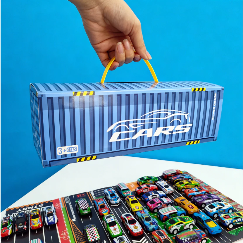 đ Super Kit 48 Carrinhos de Fricção + Pista đ | Presente para Menino | Container ColecionĂĄvelđ