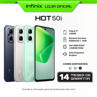Celular Infinix Hot 50i 256GB e 4GB RAM, Câmera 48MP, Tela 6.7'' 120Hz, Processador MediaTek Helio G81, Bateria 5000mAh em Oferta na Shopee