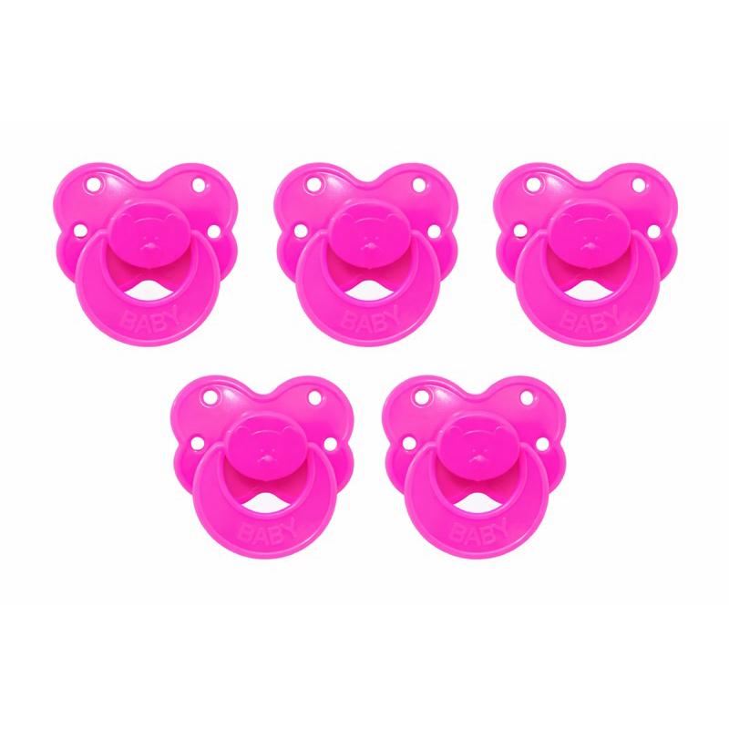 kit com 5 Chupetas modelo ursinho Rosa Chock bico palito grande de Brinquedo  para Boneca | Acessório Infantil Baby