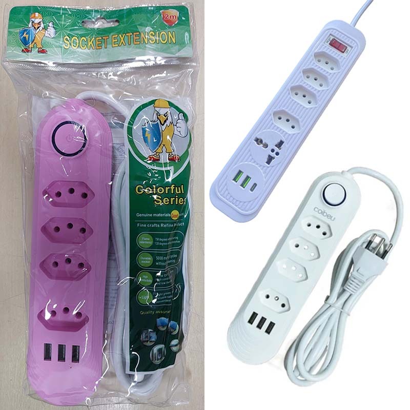 Régua Filtro de Linha com 7 Tomadas Extensão Elétrica 1 Universal 4 USB Bivolt 10A Cabo de 2 Metros em Oferta na Shopee