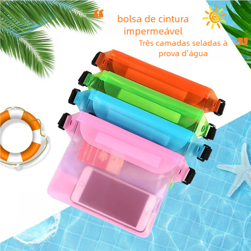 Bolsa de Cintura para Natação/Celular - Pochete PVC Impermeável Ajustável | Pronta Entrega