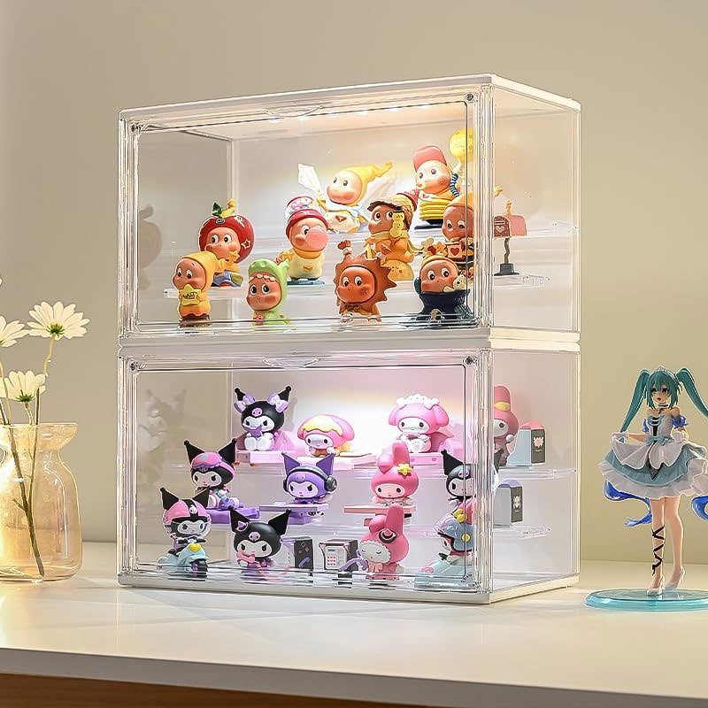 caixa expositor acrilico para miniaturas de carros bonecos colecionáveis 3 camadas 6 LED controle por voz em Oferta na Shopee