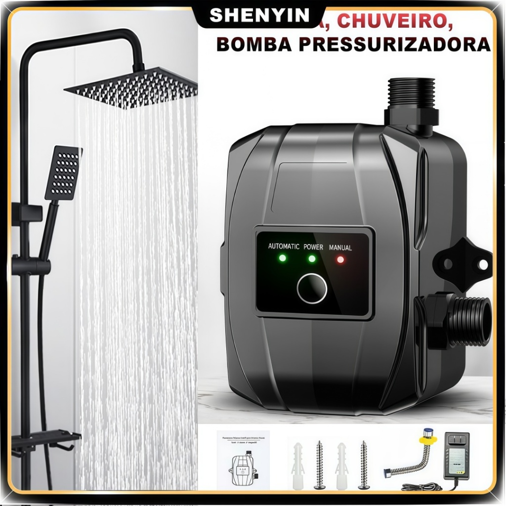 Bomba Pressurizadora Automática 150w para Chuveiro e Torneira Solução para Baixa Pressão de Água Instalação Fácil