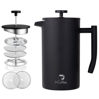 iCoffee Cafeteira de Prensa Francesa 700ML Pote Para Cafeteira Aço Inoxidável com Filtração de 4 Níveis em Oferta na Shopee